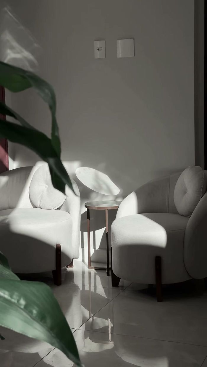 Sala de espera da Clínica Zeni, com poltronas e plantas